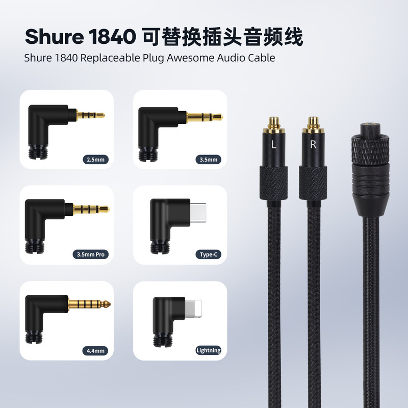 Okcsc Replaceable Plug Headphone Audio Cable Suitable for Shure Srh1440 Srh1840 Srh1540