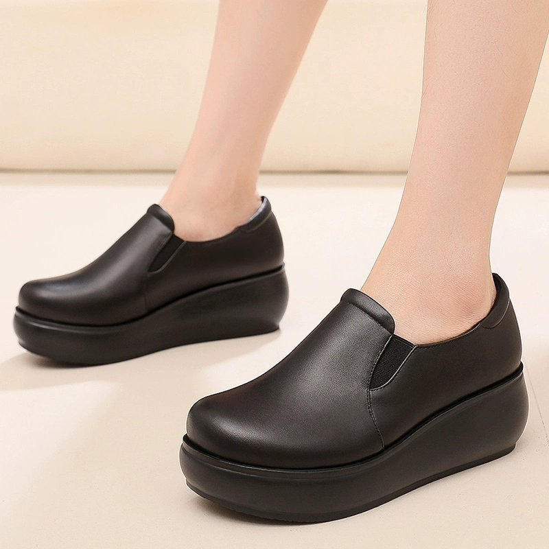 Одиночная обувь с круглым склоном и мягким дном, большая рабочая женская обувь