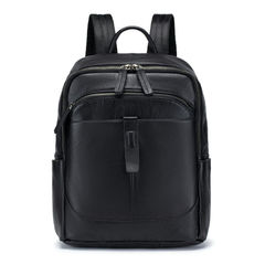 本物の牛革の大容量バックパックメンズシンプルなスクールバッグ軽量ビジネスカジュアルバックパックトラベルバッグトラベルコンピュータバッグ