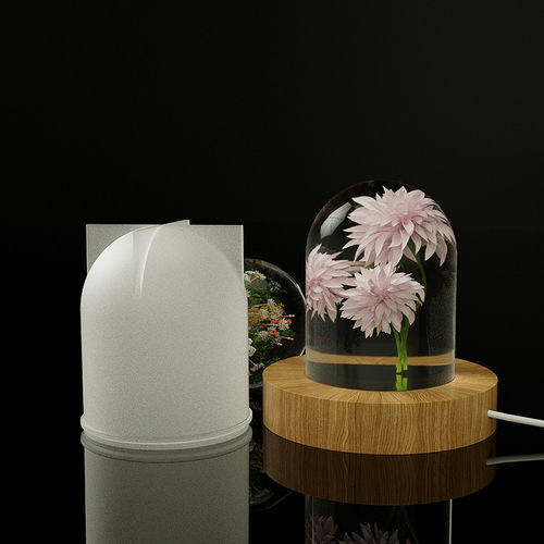 Poppy DIY Epoxy Cylindrical Candle Mold USB Night Light Ornament Dried Flower Specimen Cylindrical Silicone Mold