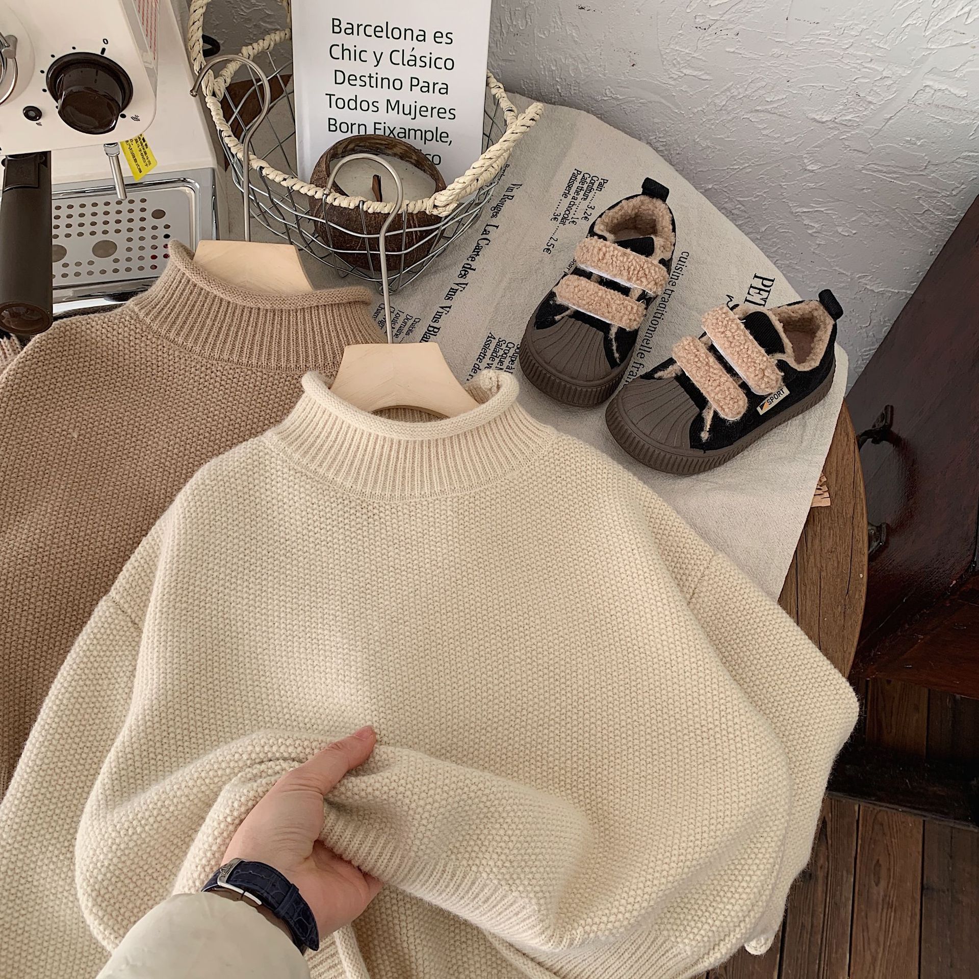 Children's Sweater 2023 Bangcheng Winter Edition Korean Boys' Solid Color Lazy Personalized Curled High Neck Bottom_voghion.com