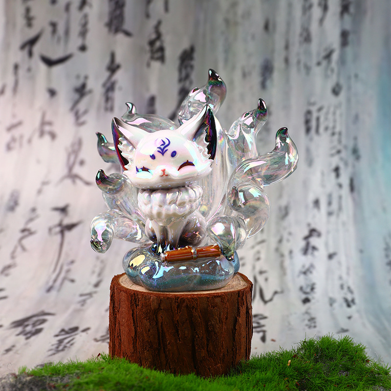 国潮風神獣シリーズ九尾狐仙伝盲箱周辺の置物デスクトップの精巧な装飾品メーカー直販