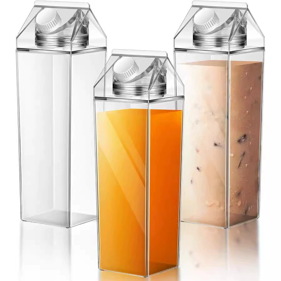 Трансграничные горячие продажи квадратные молочные чашки сети красный креатив 500 мл пластиковые бутылки с молоком в наличии для печати логотипа