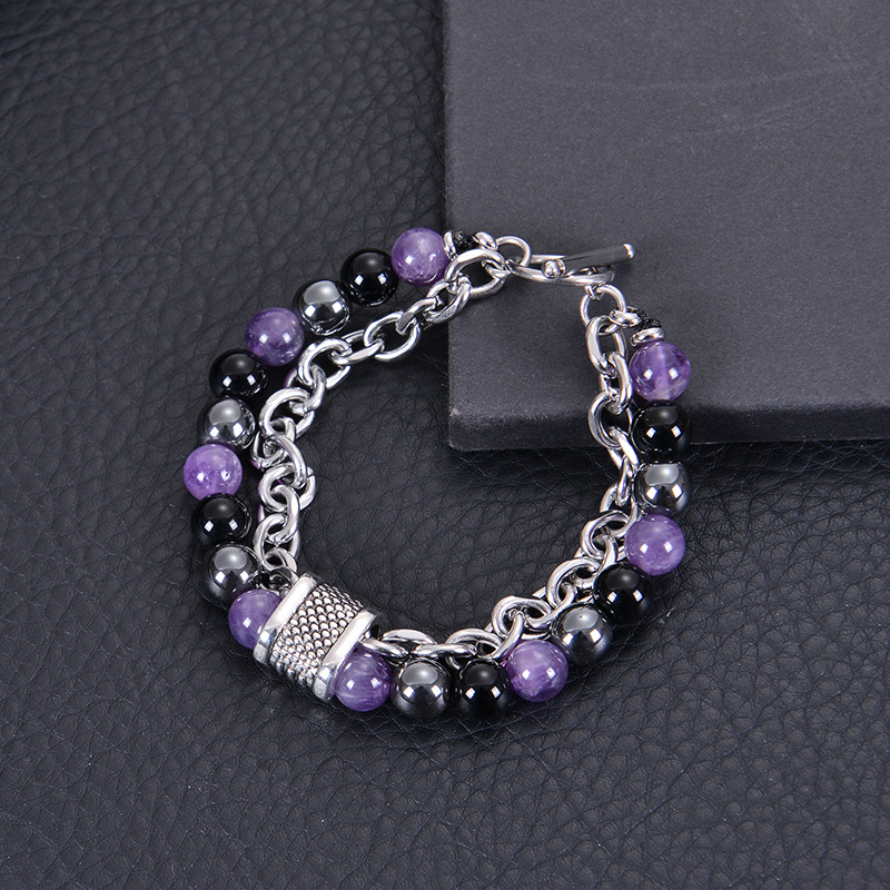 Men'S Gender Beaded Design Simple Style Multicolor Alloy Natural Stone Beaded Men'S Bracelets Men Cuff & Bangle