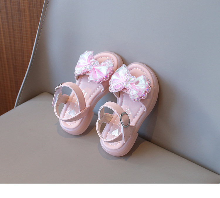 Sandali per ragazze 2024 primavera/estate nuova moda baby water diamond edizione coreana fiocco principessa suola morbida scarpe da ballo_voghion.com