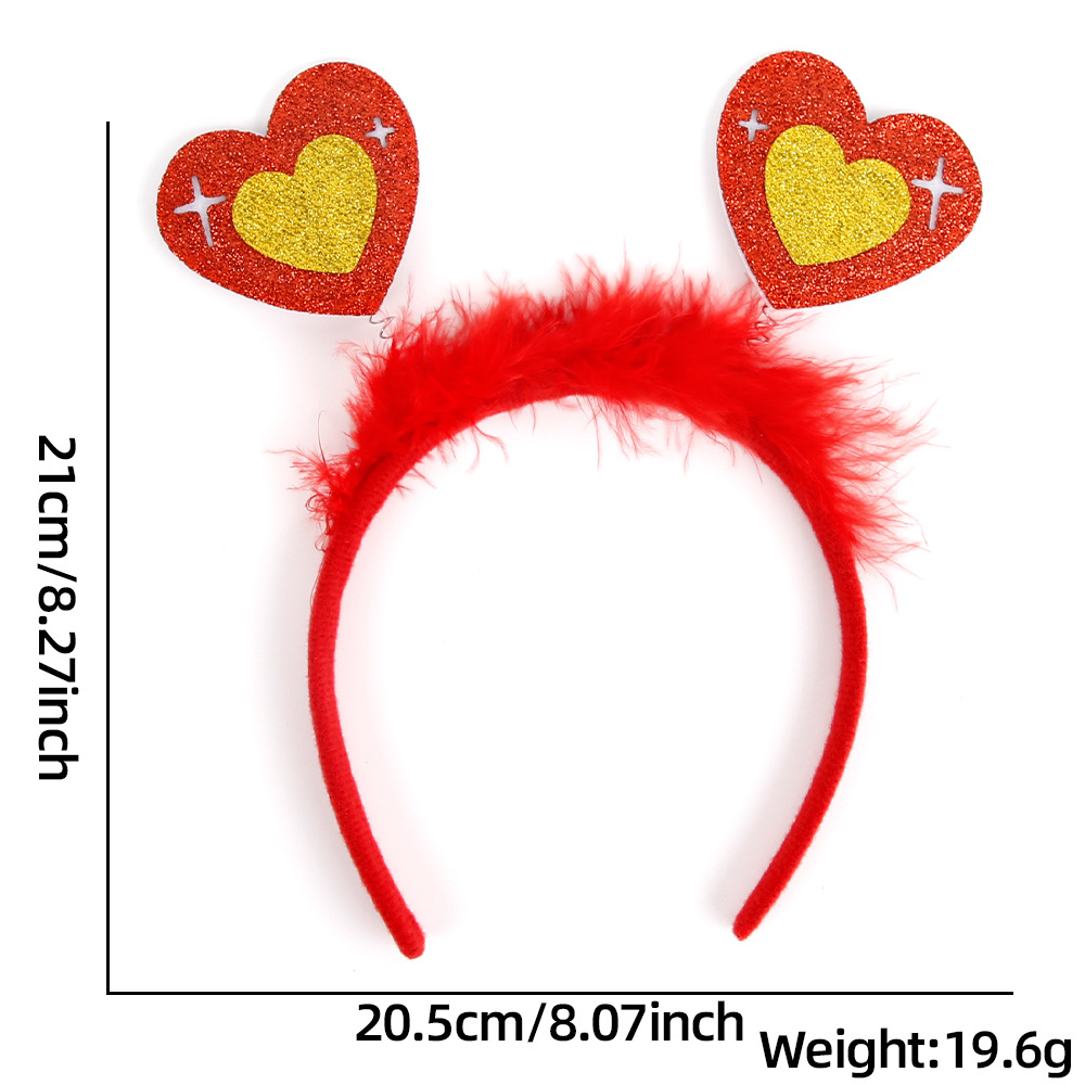 Nuevo estilo transfronterizo Día de San Valentín Diadema Hebilla Arreglo de ambiente romántico Decoración de fiesta de boda Diadema de amor de plumas