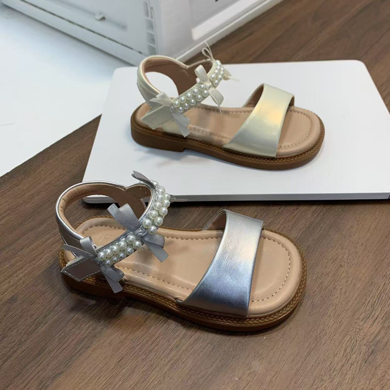女童凉鞋夏季2025新款时尚露趾软底公主鞋中大童小女孩学生沙滩鞋