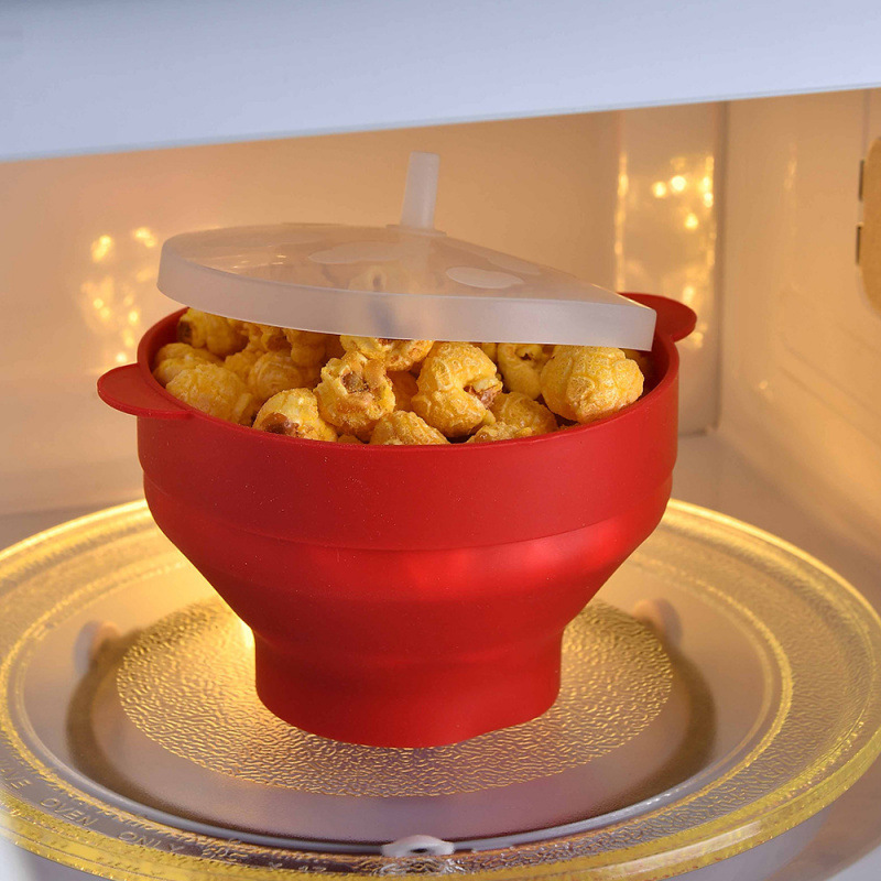 Manufacturer Wholesale High Temperature Resistant Foldable Silicone Popcorn Bowl Cross-Border Oven Available for Reuse