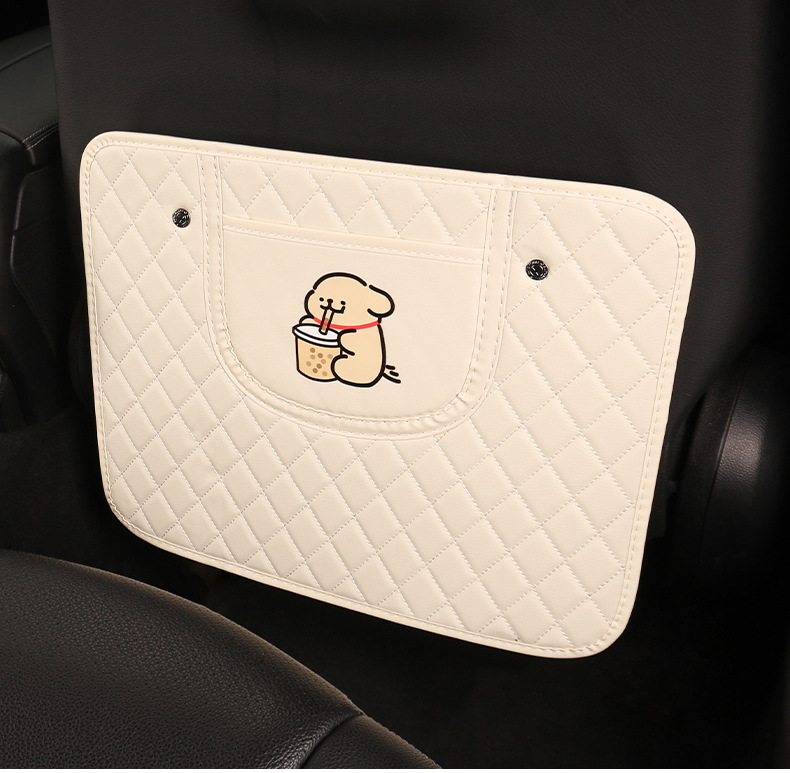 Simple cartoon car seat back anti-kick cushion car seat back anti-pollution cushion belt storage belt back pocket suspension type