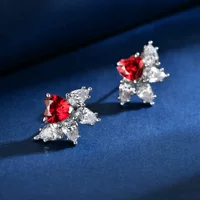 Shipe Jewellery 925 серебро 1 карат в форме сердца 7*7 рубиновые серьги женские европейские и американские внешней торговли
