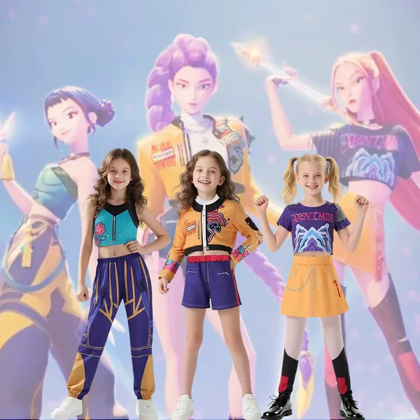In-Stock Demon Slayer Cosplay Costume K-Pop Girl Group Role Rumi Children's Outfit