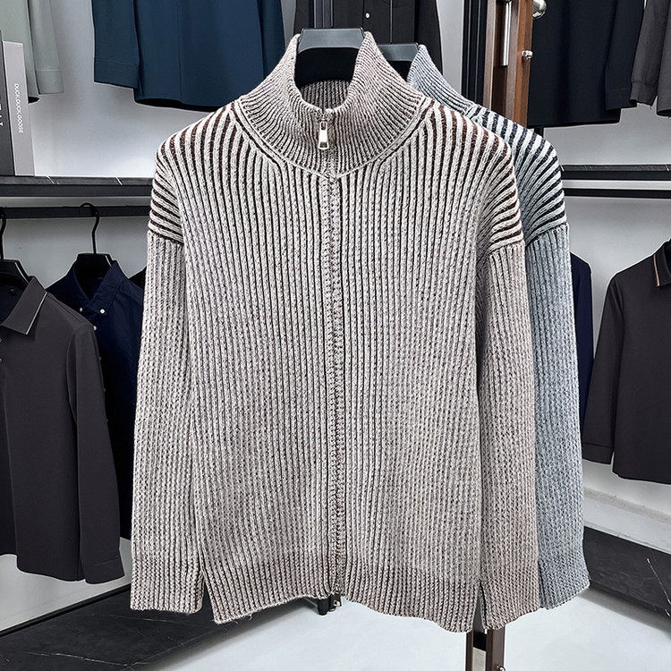 Cardigan suéter hombre otoño invierno engrosado vento perezoso comercio exterior casual outerwear chaqueta de cremallera hombre camisa de punto