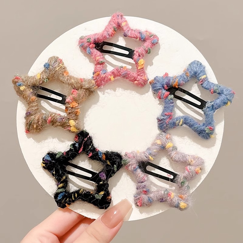 Pinzas para el pelo con estrellas de puntos de colores tejidas 2025 nuevo modelo de alta gama pinza para flequillo y laterales accesorio para el cabello