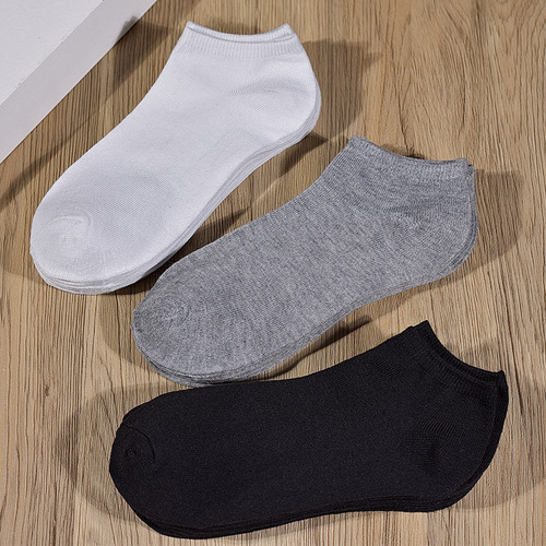 Black, white and gray cheap socks, shallow mouth men's and women's boat socks, individually packaged free socks, casual cotton socks