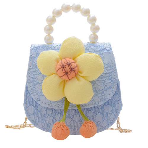 New style women's fashionable sunflower pearl handbag cute children's shoulder crossbody bag for women