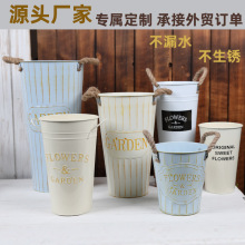 醒花桶花店专用复古铁艺花桶水培家用高大花瓶花器家居装饰花盆