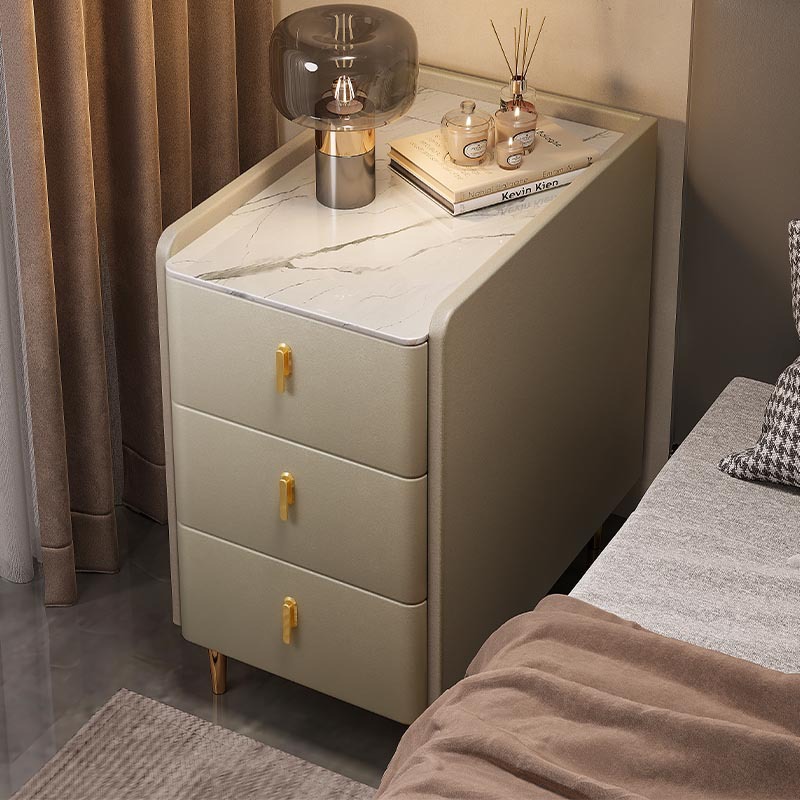 Mueble alto junto a la cama de roca, pequeño armario de almacenamiento de dormitorio minimalista moderno, armario estrecho de almacenamiento de sensación de lujo ligero y de alta calidad para el hogar