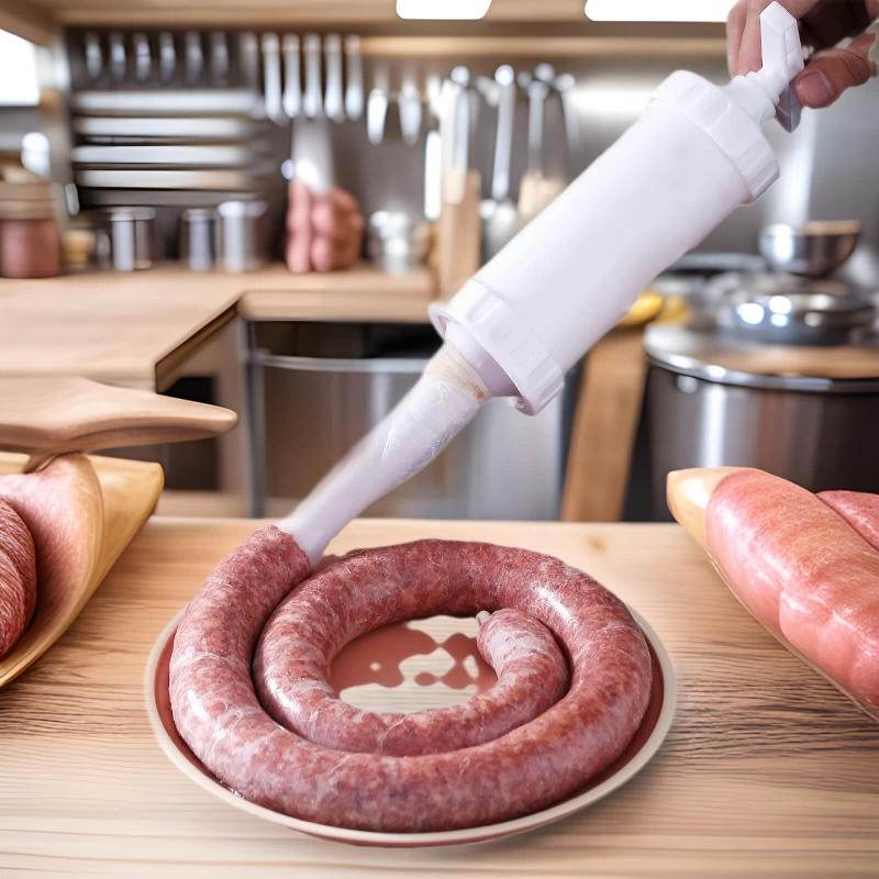 Небольшой пакет свиной колбасы продается зимой