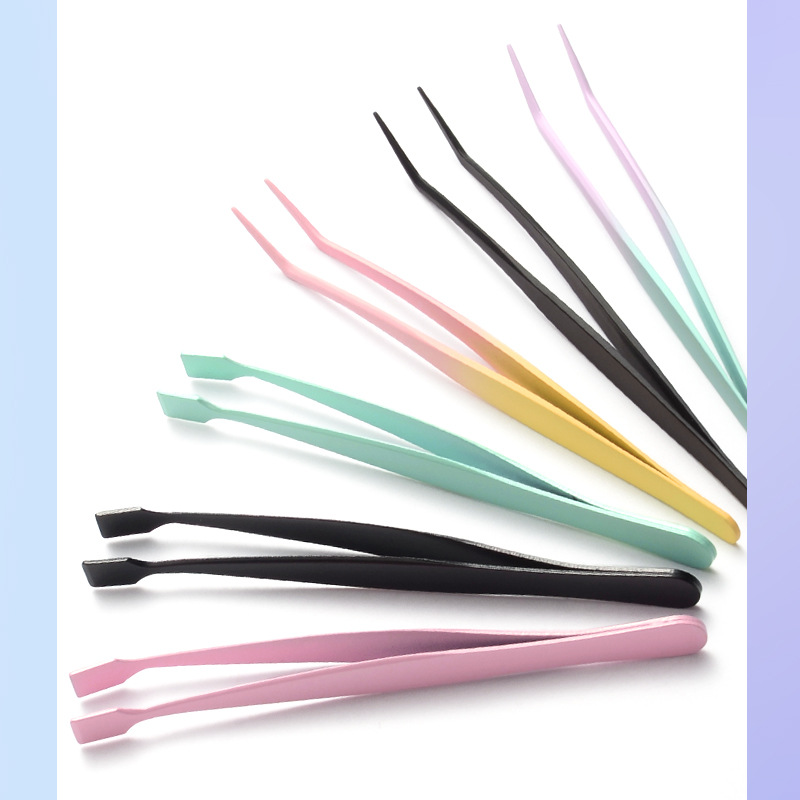 Pegue las pestañas inferiores en un segundo, pinzas, injerto antiadherente de cabeza plana de acero inoxidable, pinzas de pestañas postizas para principiantes