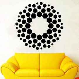 几何抽象 正六边形构成的圆形图案 创意精雕墙贴艺术家居墙贴画