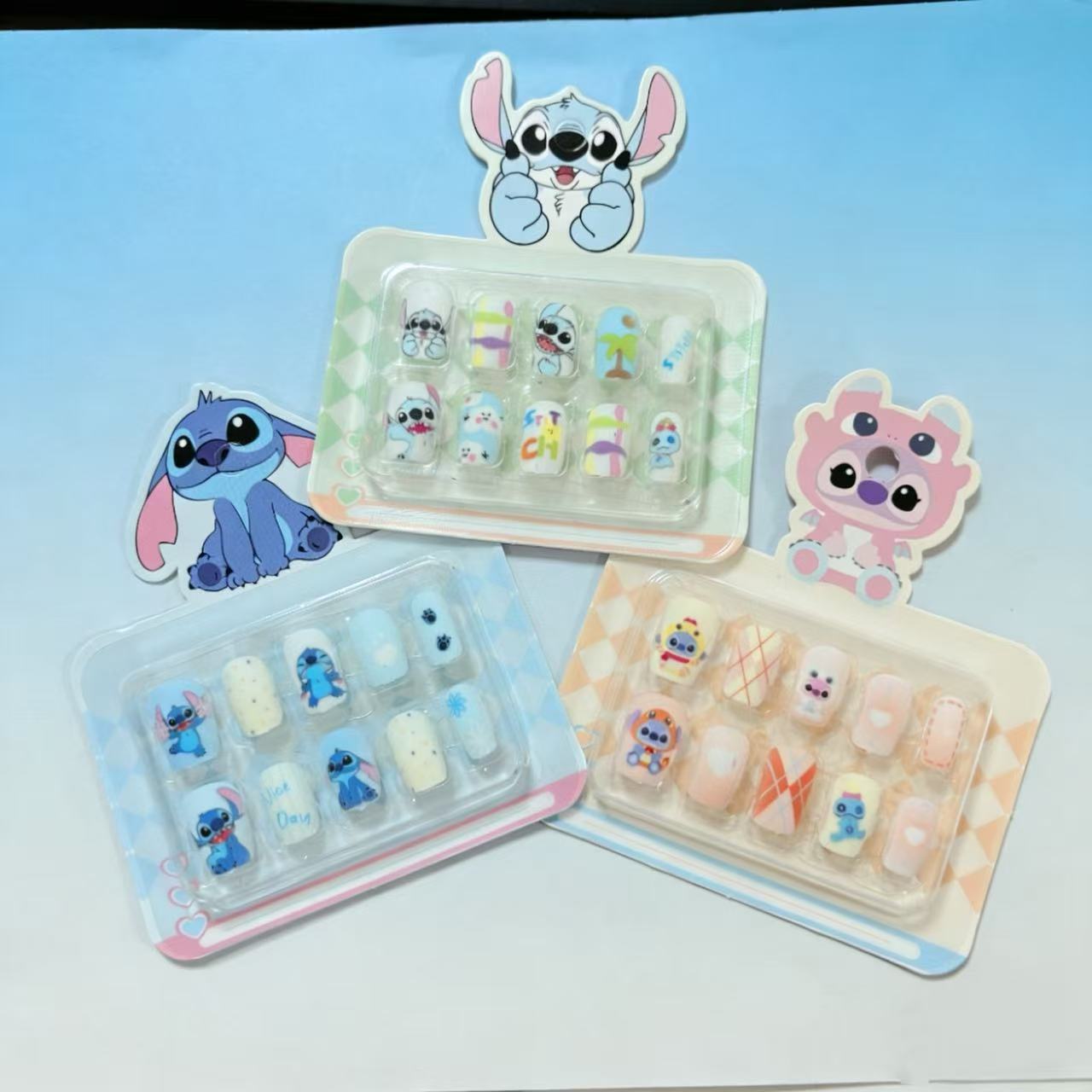 Popular Creative New Glow-In-The-Dark Nail Stickers, Cute Cartoon Children's Nail Pieces, Stitch Wearable Nails DIY