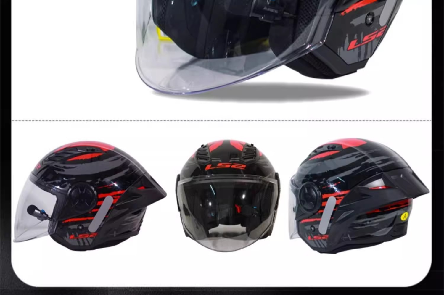 LS2 motorcycle helmet men's and women's motorcycle four seasons electric car half helmet scooter 3/4 give Bluetooth OF616