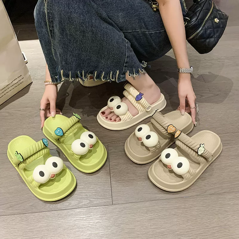 Супер мягкие сандалии Big Eyes, женские летние новые Нескользящие сандалии с толстой подошвой из этиленвинилацетата для дома