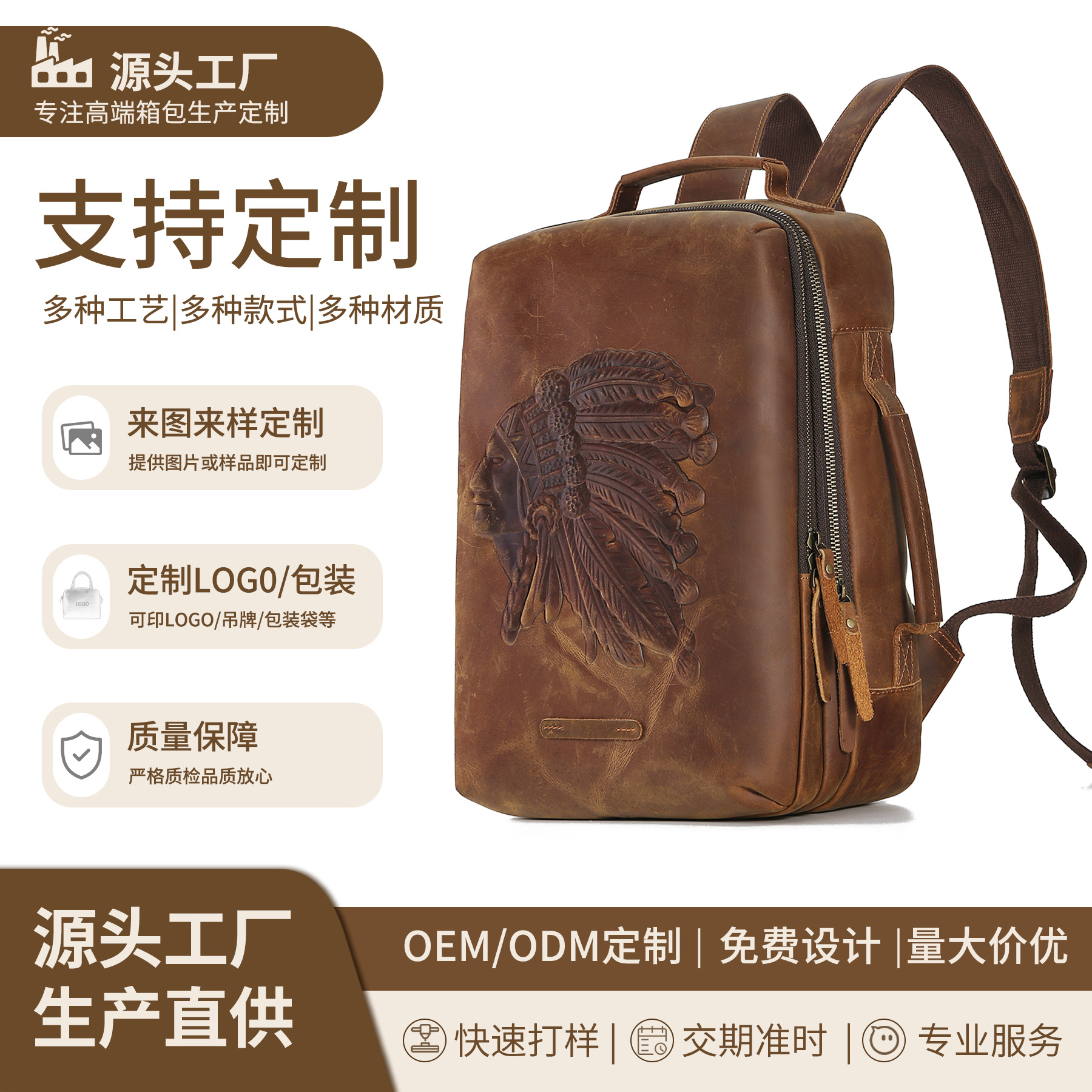 Retro fashionable backpack for traveling