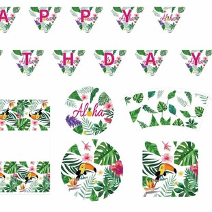 Htd-Zb Pennant Style Theme Party Set Disposable Tableware Paper Plate Party Supplies Pull Flag Cross-Border