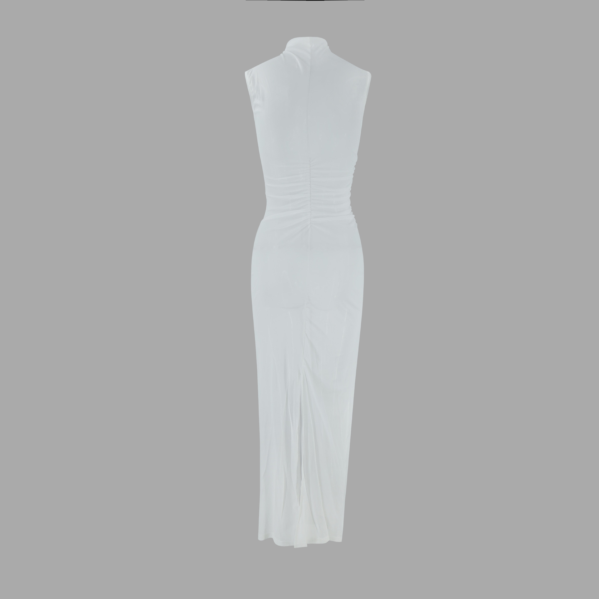 2025 European And American Style Summer New Sexy Women's, Slim-fit Sheer Stand-up Collar Sleeveless Back-slit Mesh_ecoleips.com