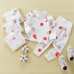 Baby Set Autumn Top and Bottom Spring and Autumn Outfit for June to December Boys and Girls 0-2 Years Old Home Clothing High-waisted Pure Cotton Underwear