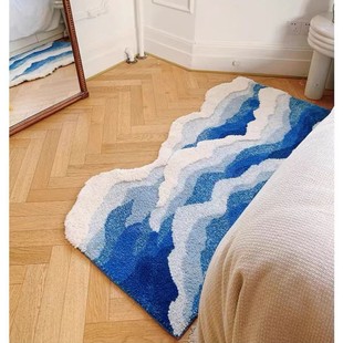 Creative wave flocking bathroom non-slip mat toilet toilet door dirt-resistant wear-resistant absorbent foot mat manufacturers direct supply