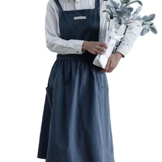 成人棉麻文艺工作服围腰厨房做饭罩衣家用日式女围裙韩版时尚可爱