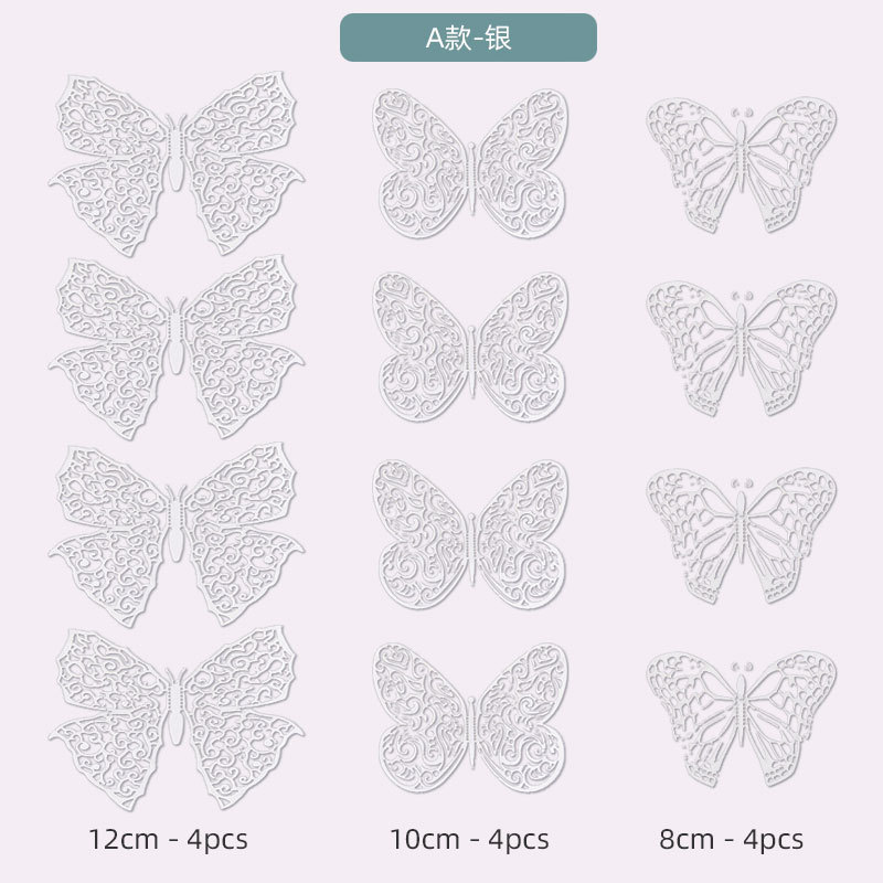 Manufacturer Wholesale 3D Stereo Home Background Wallpaper Metal Texture Hollow Gold Butterfly Decorative Wall Stickers_voghion.com
