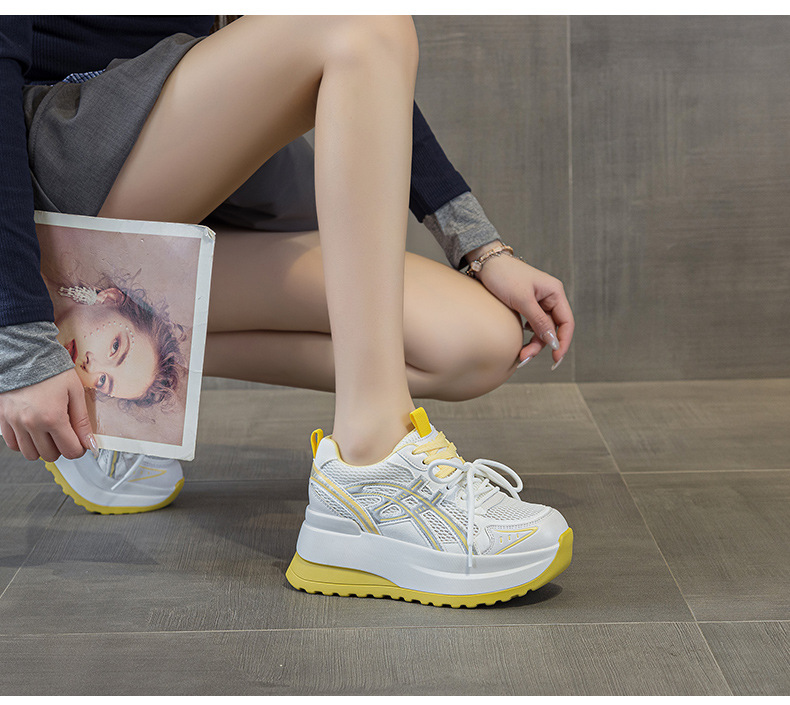 Giày sneaker nữ đế dày phong cách cổ điển, tăng chiều cao, thoải mái — Vàng 5053, Xám 5053, Tím 5053 chi tiết 17