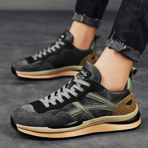 New Spring Retro Forrest Gump Shoes Genuine Leather Breathable Casual Men's Shoes Korean Style Trendy Versatile Sports Youth Dad Shoes