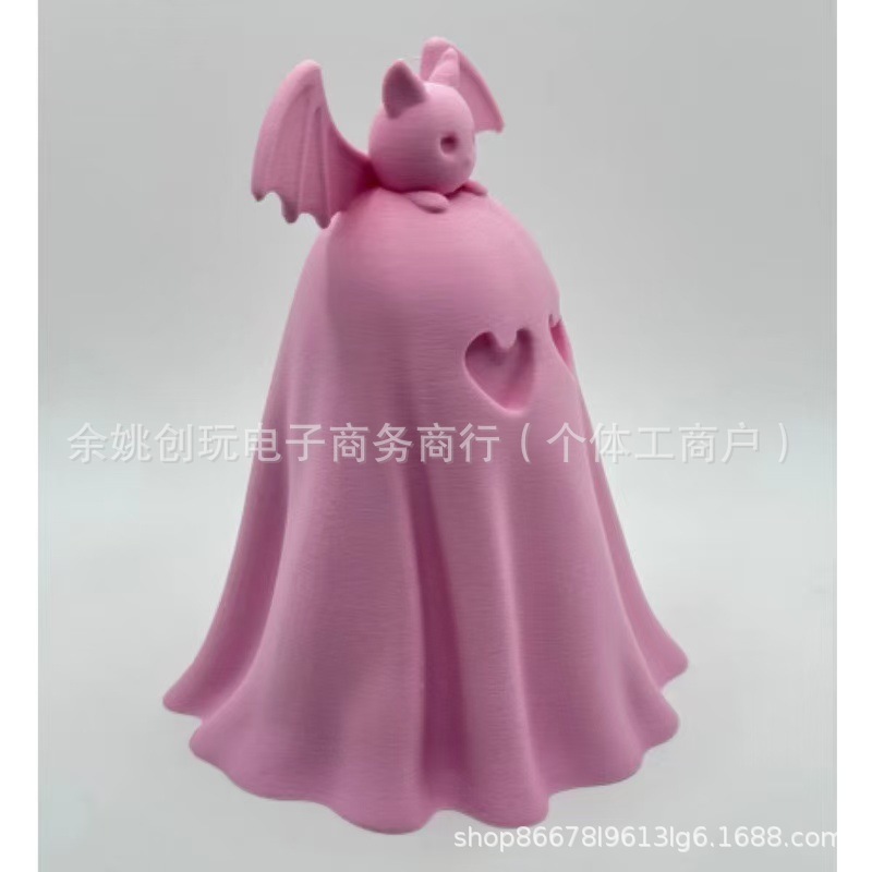 跨境新品Pink ghost bat ornament 万圣节粉色幽灵蝙蝠摆件3D打印|undefined