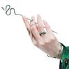 The wrapped snake -shaped drip ring on the fingertips is cold, Slytherin enamel color green snake garden girl index finger