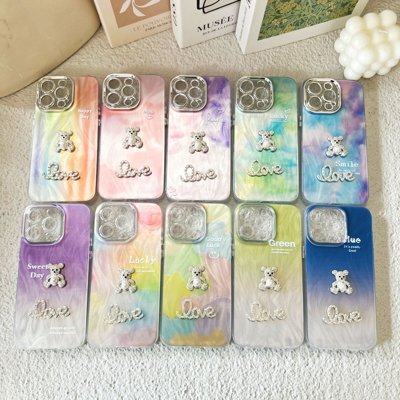 适用渐变小熊iPhone16promax镜头膜苹果15plus高级感14保护套网红