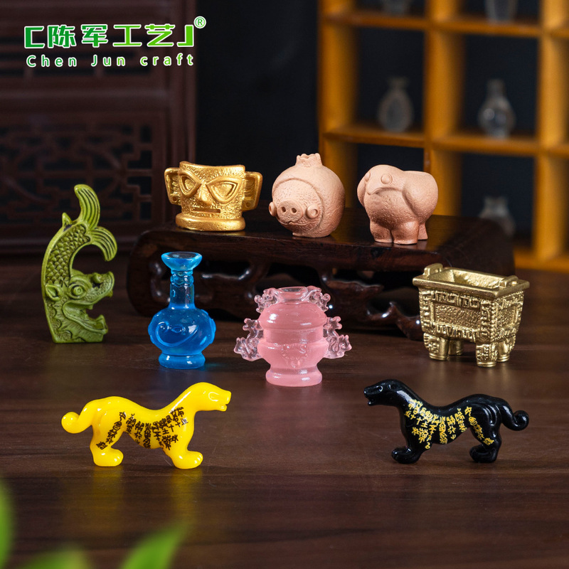 Micro-Landscape Artificial Retro Cultural Relics Bronze Tripod Four Sheep Square Altar DIY Decoration Accessories Cultural and Creative Desktop Small Ornaments