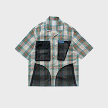 MAMINQIN新款风古巴领格子短袖衬衫撞色刺绣小众情侣宽松男女衬衣