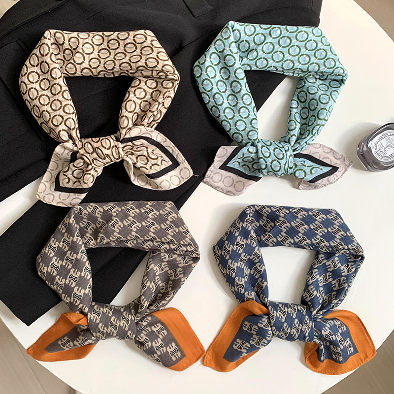 Bufandas de seda cuadrada alta sensación 2025 nueva moda versátil simulación bufandas de seda correa de cabello bufandas bufandas bufandas de seda al por mayor