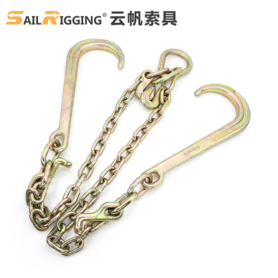 云帆索具 G70级起重链条 高强度美标拖车链条 大挂钩救援车链条