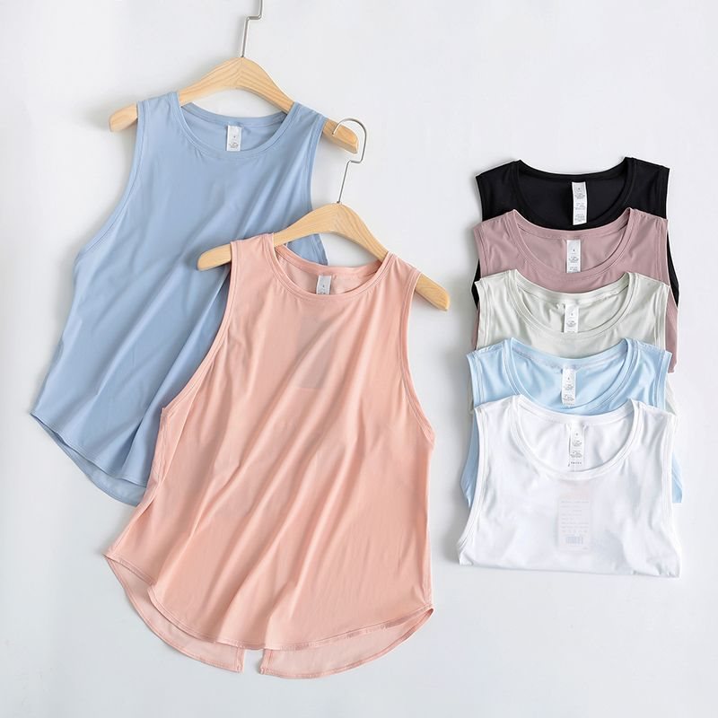 (2개) 스포츠 탑 오리지널 요가 의류 조끼 여성의 느슨한 외주 피트니스 신속 건조 민소매 블라우스 여름 얇은 빠른 머리