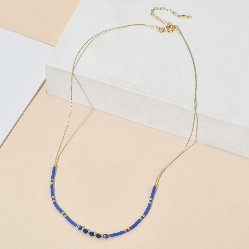 Geometric Pattern Simple Style Geometric Stainless Steel Natural Crystal Glass Necklace In Bulk