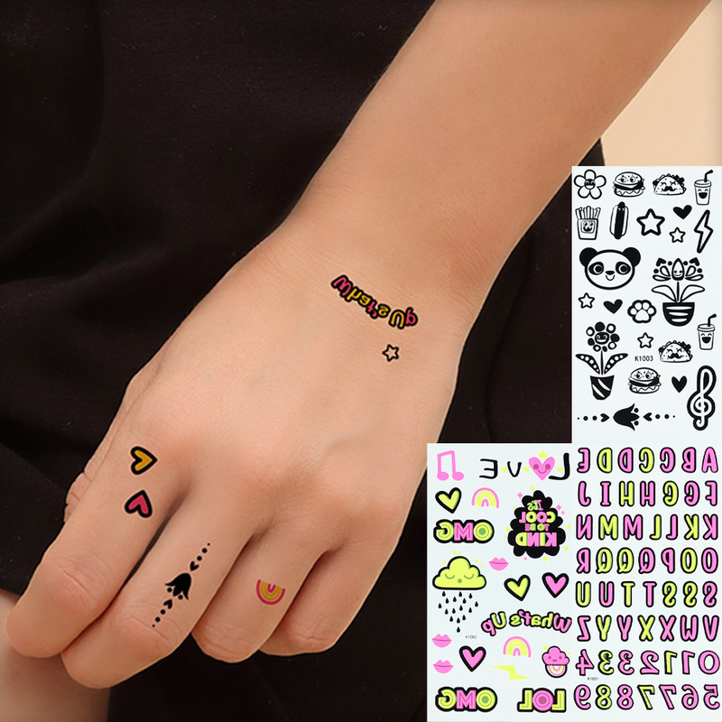 Finger Tattoo Sticker Rose Butterfly Black and White Temporary Tattoo Sticker DIY Water Transfer Small Pattern Factory Wholesale