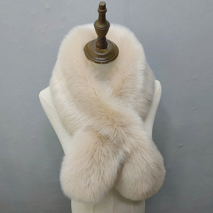 Autumn and winter warm thick imitation fox rex rabbit plush leather scarf trendy large scarf women's shawl all-match fur collar