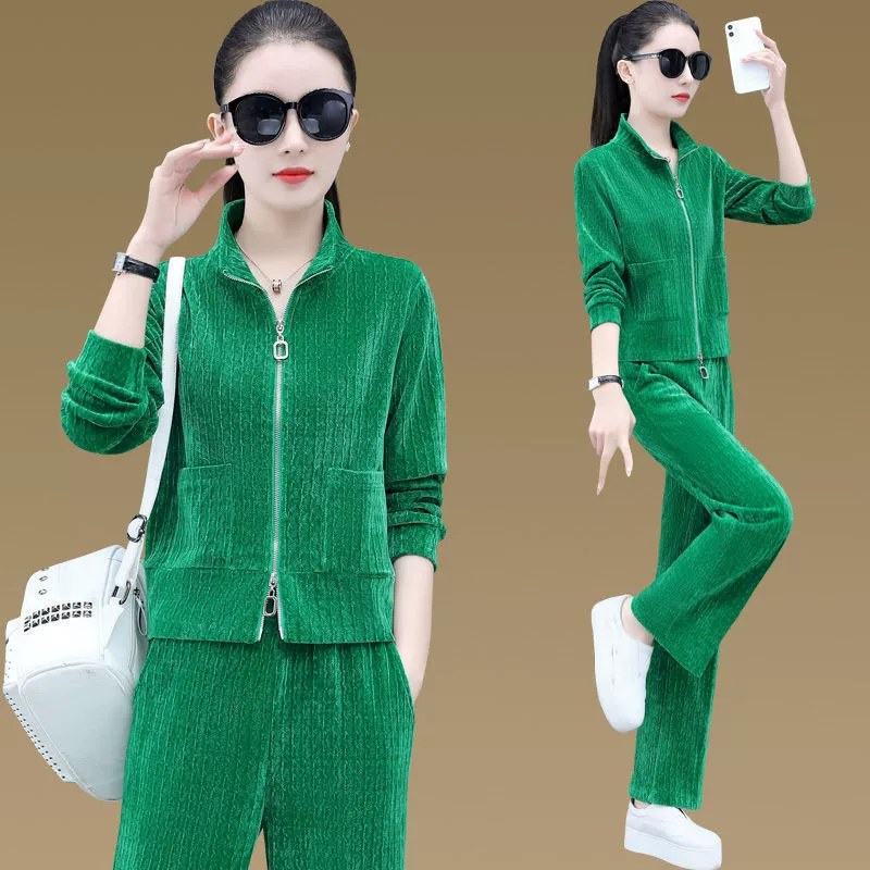 Весенний костюм 2025 года, женский, повседневный, свободный крой, стройнящий силуэт, кардиган с воротником-стойкой, спортивный костюм в западном стиле, комплект из двух предметов