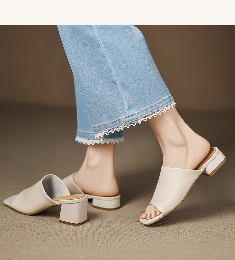 Sandal hở mũi nữ gót thấp quai ngang đế bằng 2,5 cm — Hạnh sắc (cao 2,5 cm) chi tiết 7