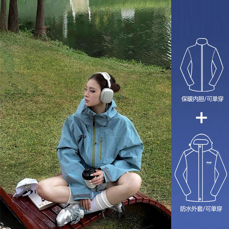 Mustard blue gray [two-piece set | polar fleece liner] / S
